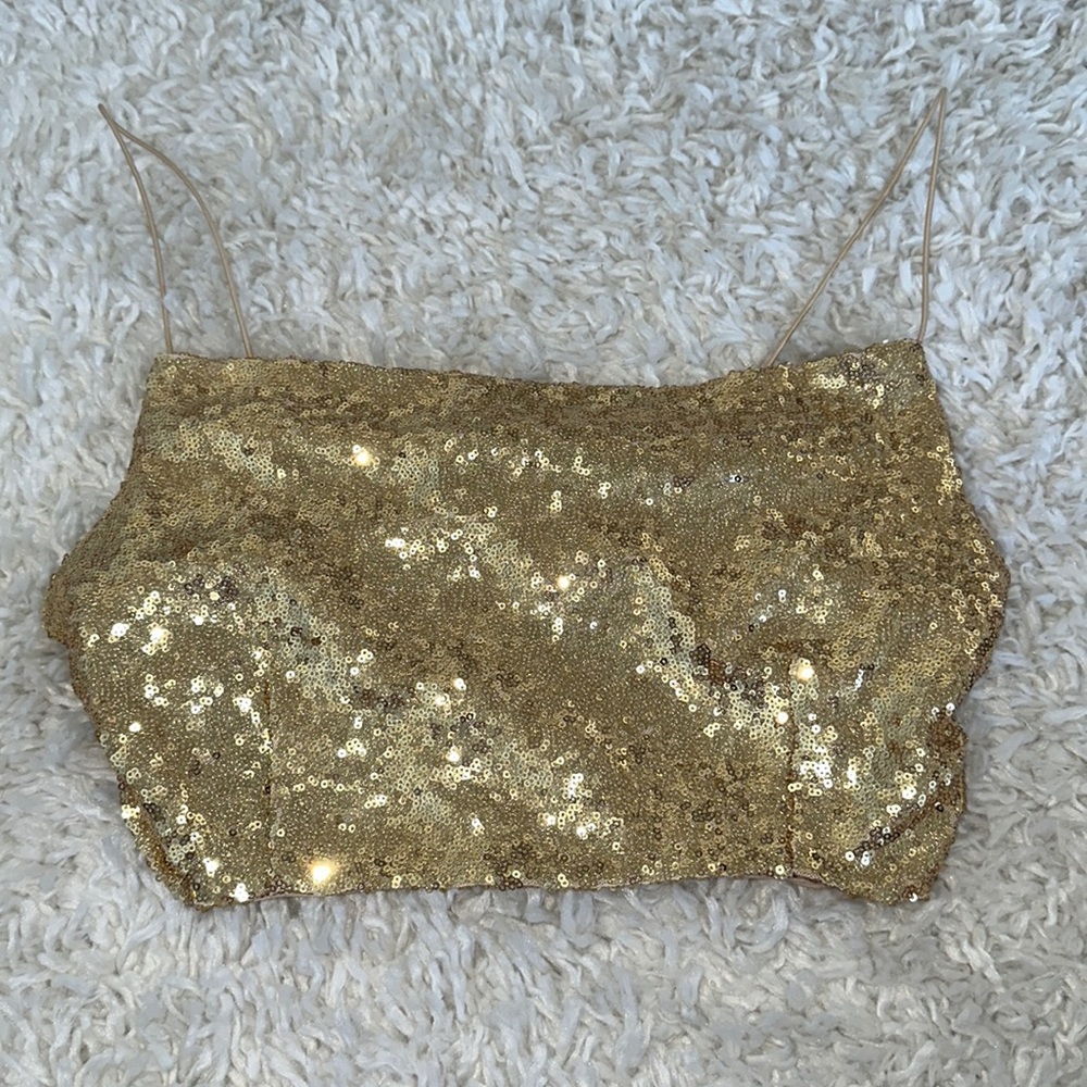 Brand: B. Smart, size: XL, never worn, glitter, gold, crop top